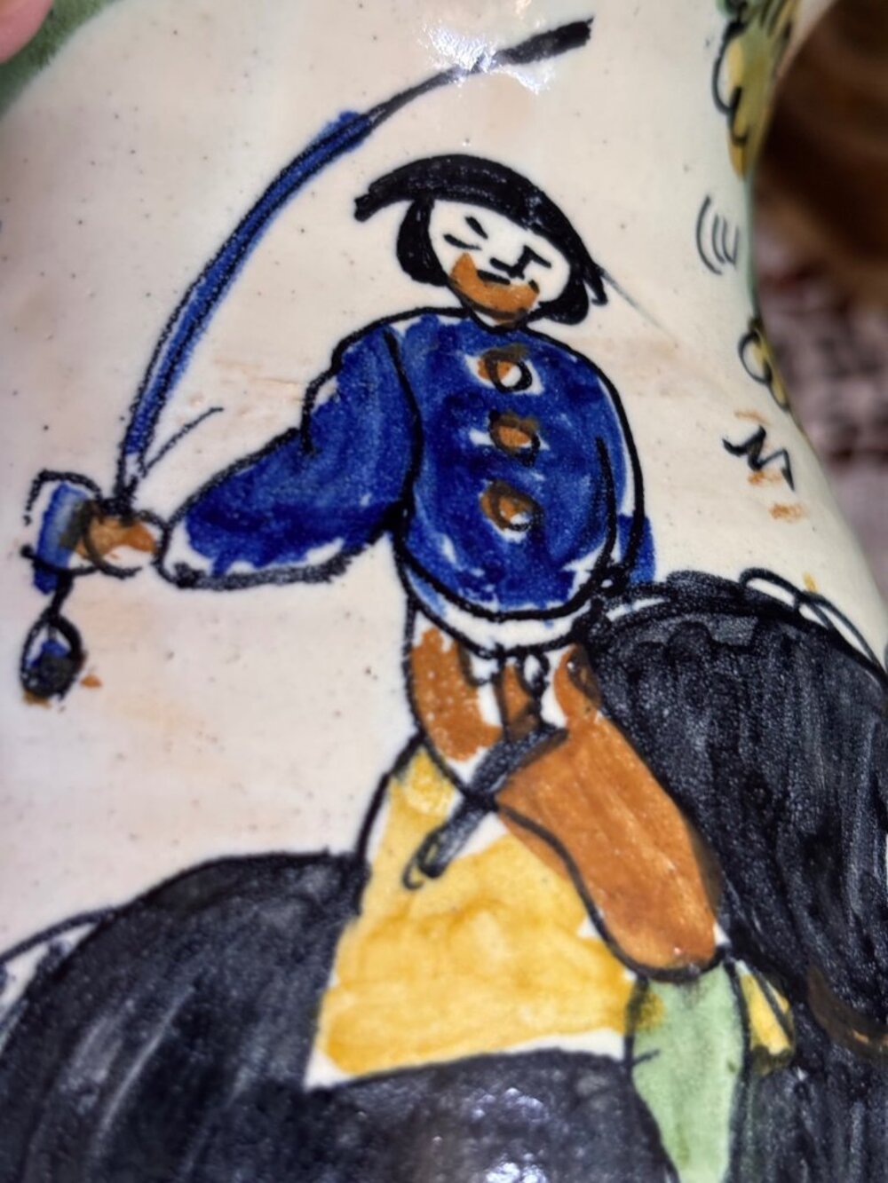 Hand-Painted Spanish Restaurante Botin Madrid Pitcher Santa Fe Puente Signed Dec - Picture 4 of 12